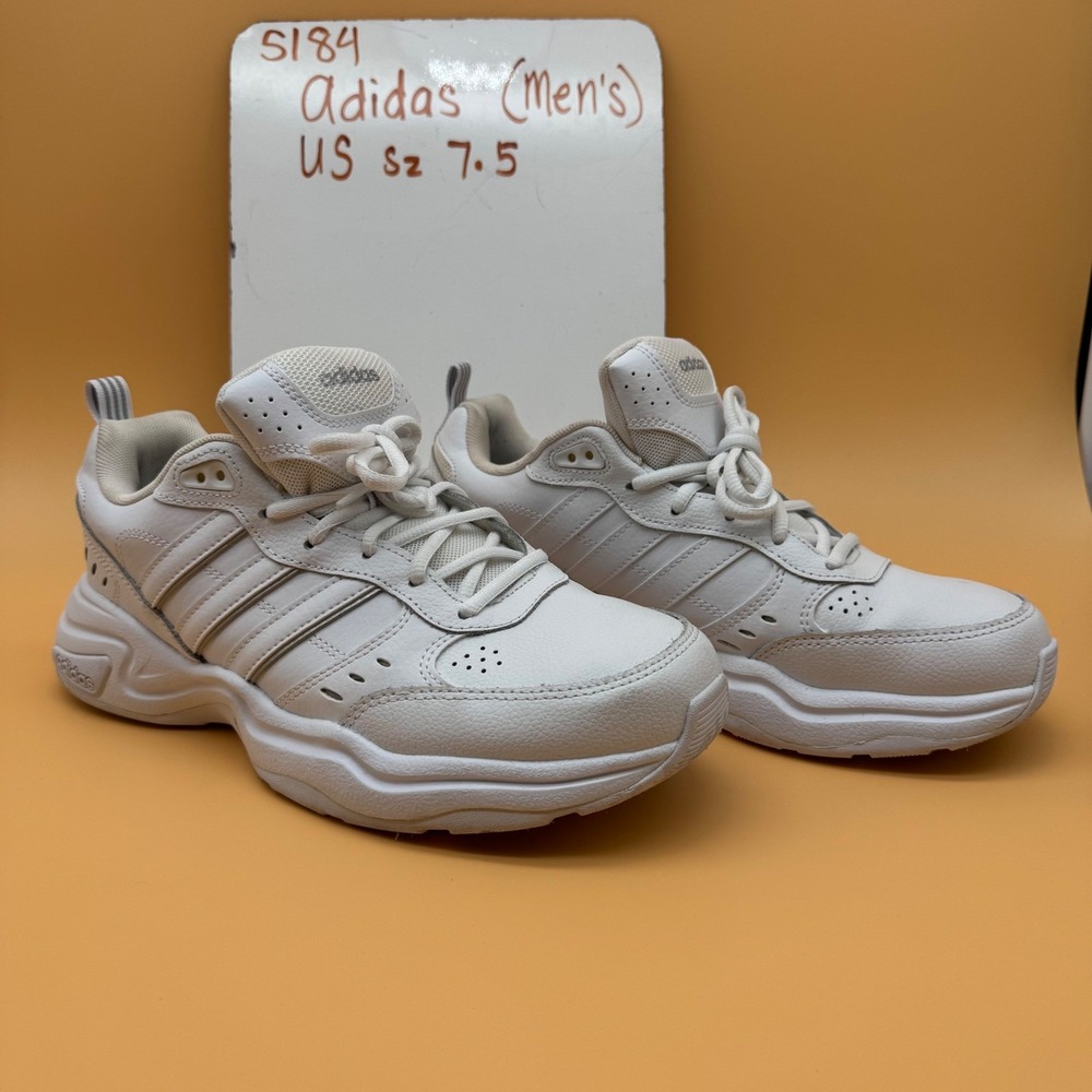Adidas Mens Strutter Sneakers Size 7.5 White Leather Athletic Casual‎ Training